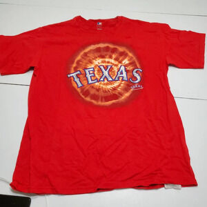 Texas Rangers VF Imagewear Womens Graphic T-Shirt Red Tie Dye Short Sleeve Tee L